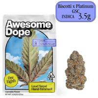 Awesome Dope Flower 3.5g Indica Biscotti x Platinum GSC