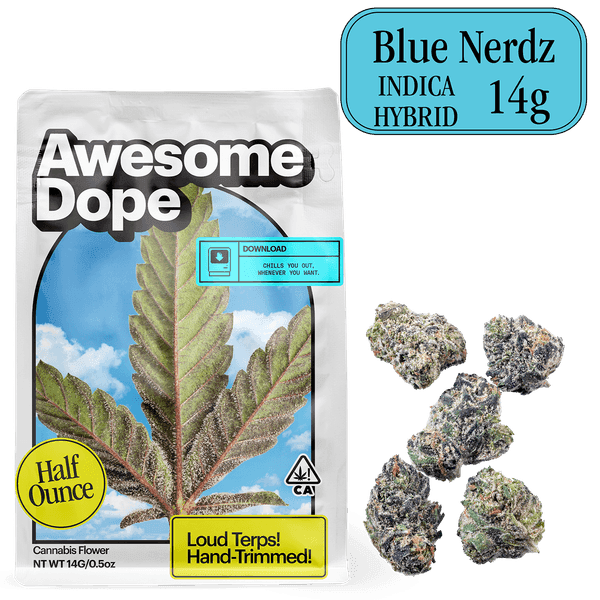 Awesome Dope Smalls Flower 14g Indica Hybrid Blue Nerdz