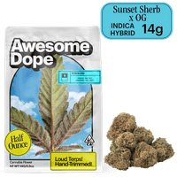 Awesome Dope Smalls Flower 14g Indica Hybrid Sunset Sherb x OG
