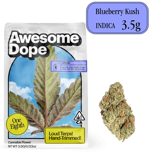 Awesome Dope Flower 3.5g Indica Hybrid Blueberry Kush